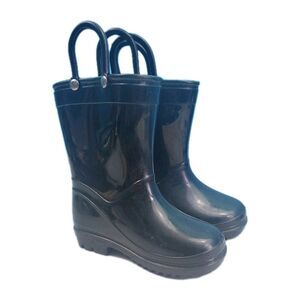 Zoogs Toddler Kids Black Rain Boots Size 6 Glossy Waterproof Pull-On Wellies